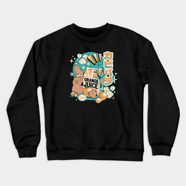 Capybara Japanese Orange Juice by Tobe Fonseca Crewneck Sweatshirt by Tobe_Fonseca